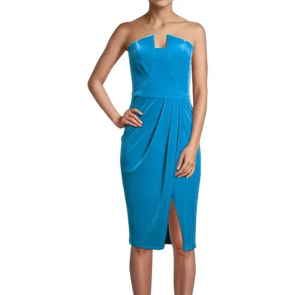 slim fit dress slacks Miss Circle Women Zenaida Emerald Green Cutout High Slit Velvet Gown